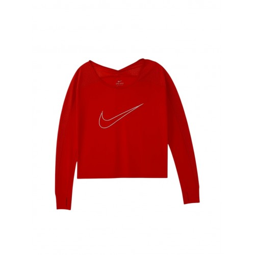 Nike Dri-FIT Γυναικεία Μακρυμάνικη Running Μπλούζα Κόκκινη